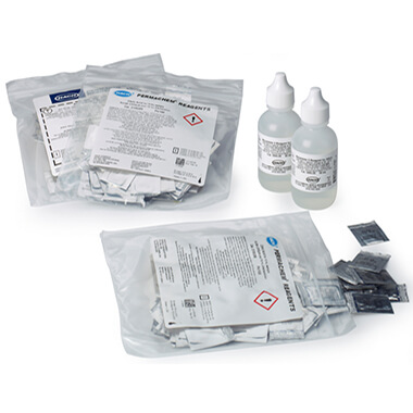 Ultra Low Range Silica Reagent sets utilizing heteropoly Blue Method. Reagent Set includes Amino Acid F Reagent Powder Pillows, Citric Acid Powder Pillows and Molybdate 3 Reagent Solution for about 100 tests.