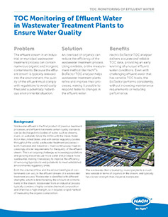 TOC Monitoring of Effluent Water in Wastewater Treatment Plants